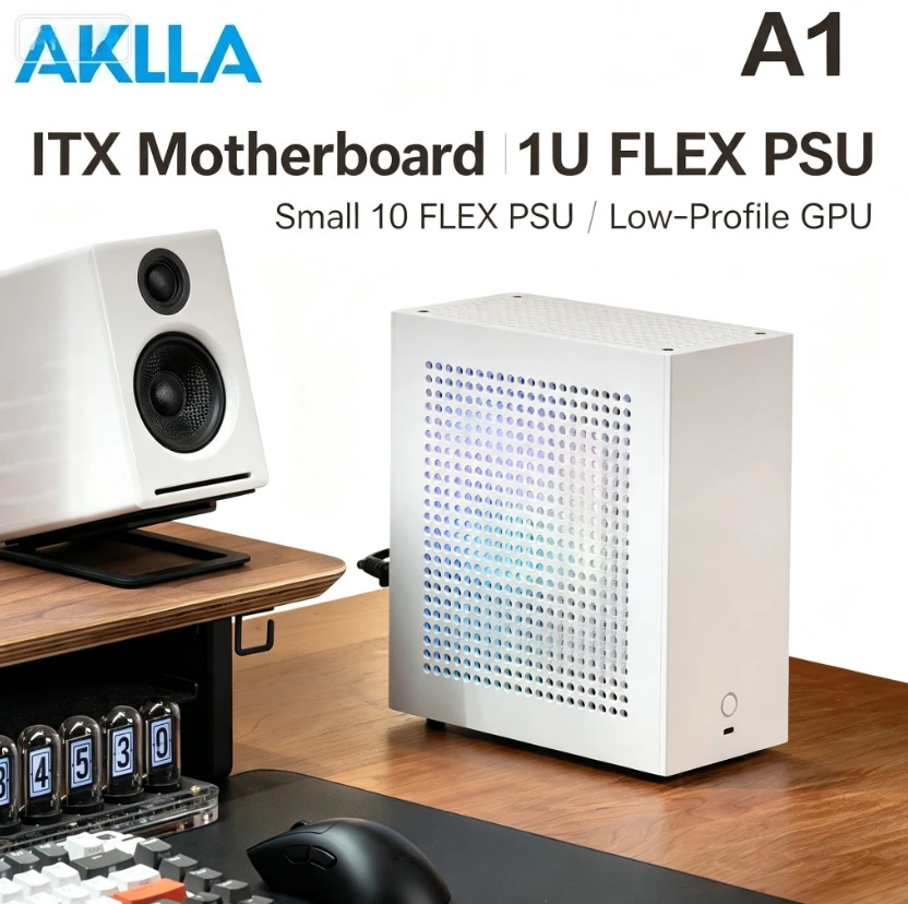 A1 Full‑Aluminum ITX Slim PC Case Support Flex‑ATX 1U Power Supply Half‑Height Graphics Card