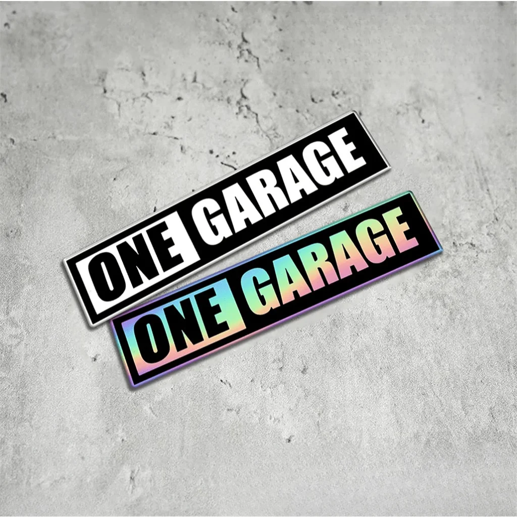 Garage Style Sticker Set 2PCS One Garage Holographic Vinyl Decal Waterproof Car Window Bumper Motorcycle Laptop Decor