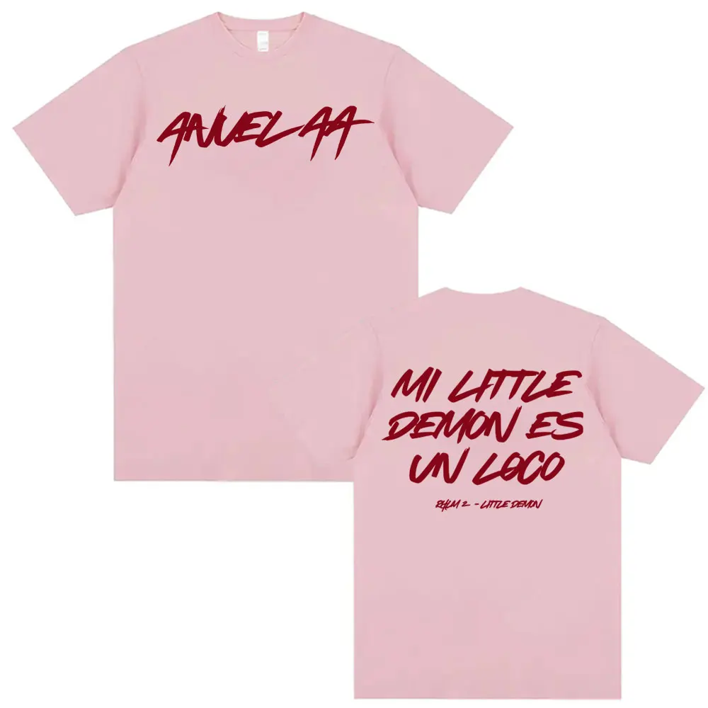 Anuel AA Rhlm 2 Mi Little Demon Es Vn Loco Merch تي شيرت الرجال النساء خمر الهيب هوب المتضخم تي شيرت الشارع الشهير التي شيرت الملابس