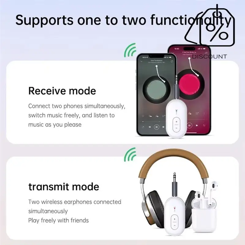 AS95-2 في 1 بلوتوث 5.4 جهاز إرسال واستقبال الصوت محول لاسلكي مع ميكروفون 3.5 مللي متر AUX موسيقى ستيريو لمجموعة السيارة التلفزيون الكمبيوتر