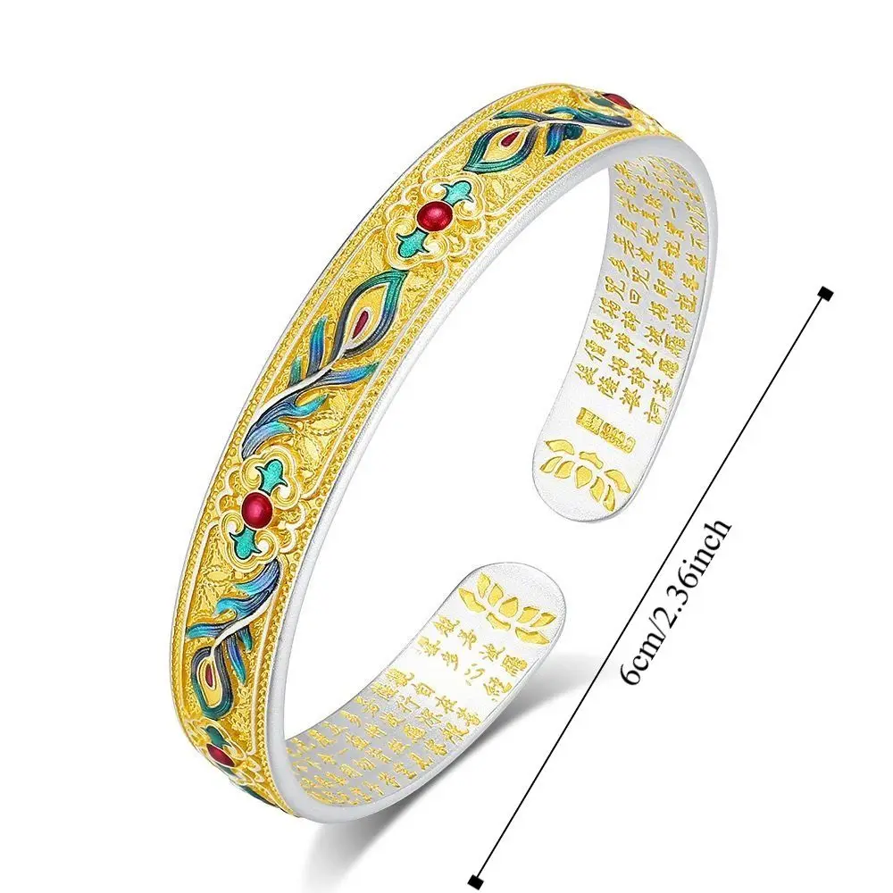 زهرة فينيكس ريشة المينا سوار كلاسيكي تقليدي المرأة سوار اليد خمر العرقية الصينية مصوغة بطريقة سوار هدية