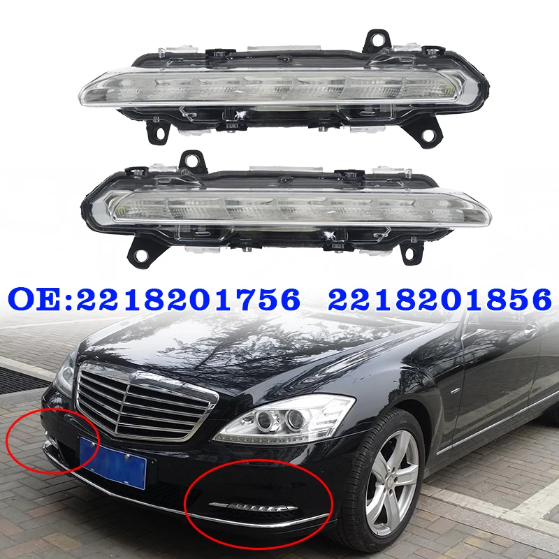 

Автомобильные передние дневные ходовые огни DRL светодиодные противотуманные фары для Mercedes Benz S-Class W221 S350 S500 C250 C300 2218201756 2218201856