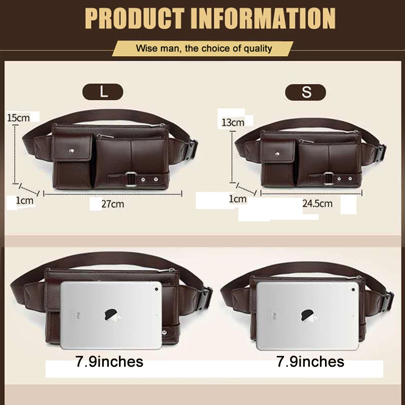 Pacote de Cintura Masculina Fanny Masculino Designer Couro Genuíno Bolsa Bolsa À Prova D' Água Pu Tactical Man Belt Pouch Bolsa Desconto