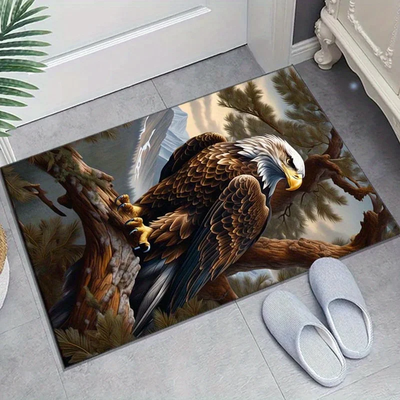

Полиэстеровый коврик с принтом орла — нескользящий коврик для украшения дома для спальни, гостиной и офиса — хрустальный бархат высокой плотности