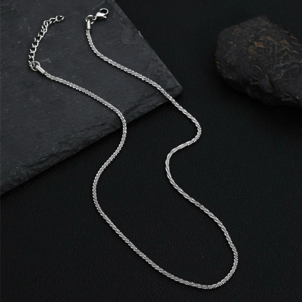 2,5 mm einfache Singapur-Kettenhalskette für Männer, Hip-Hop, Edelstahl, silberfarben, modischer Schmuck, Party-Accessoires – Detail 4