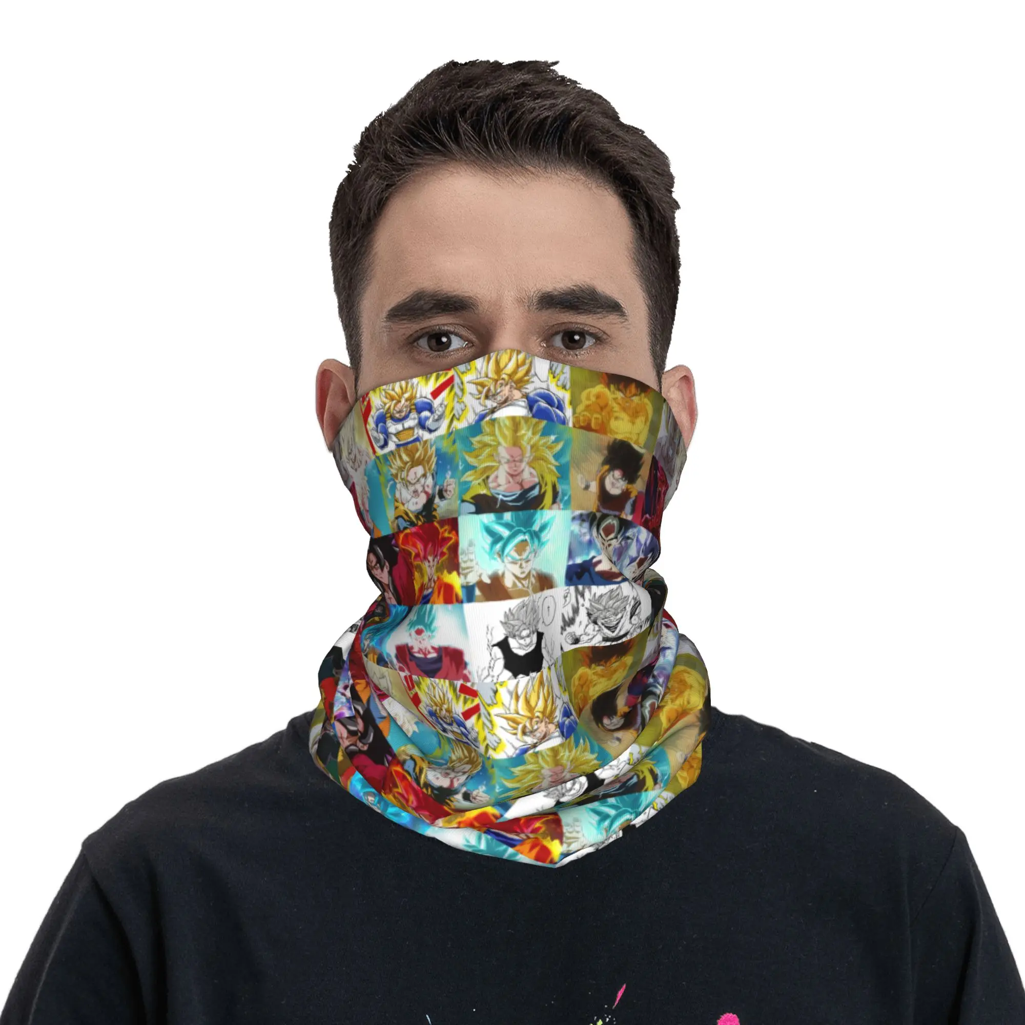 Custom DBZ Goku Manga Winter Headband Neck Warmer Women Men Ski Cycling Tube Scarf  Face Bandana Gaiter