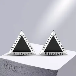 Vnox Norse Viking Runes Triangle Stud Earrings for Men Boy, Anti Allergy Stainless Steel Punk Geometric Earrings Gift Jewelry