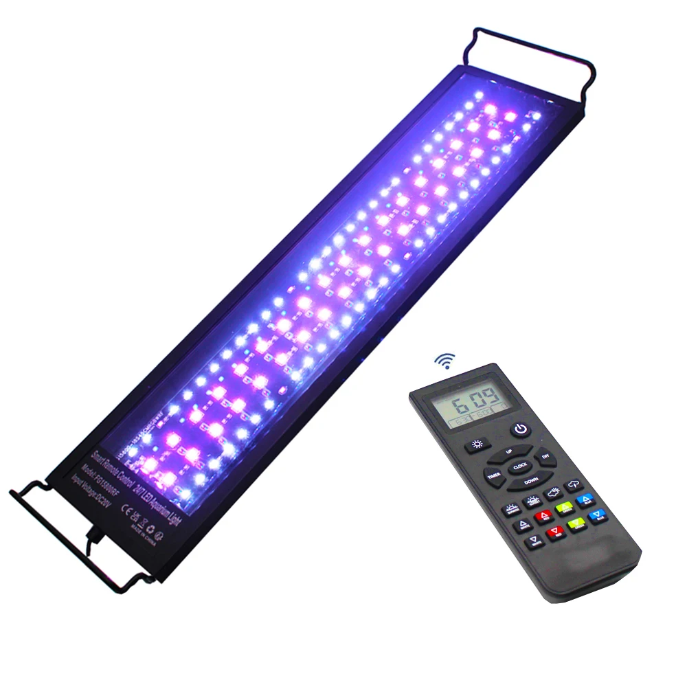 New Arrival 24-48inch Remote Control Aquarium LED Planted Light Waterproof Sunrise Sunset Auto ON/OFF RGBW Dimmer For Fish Tank