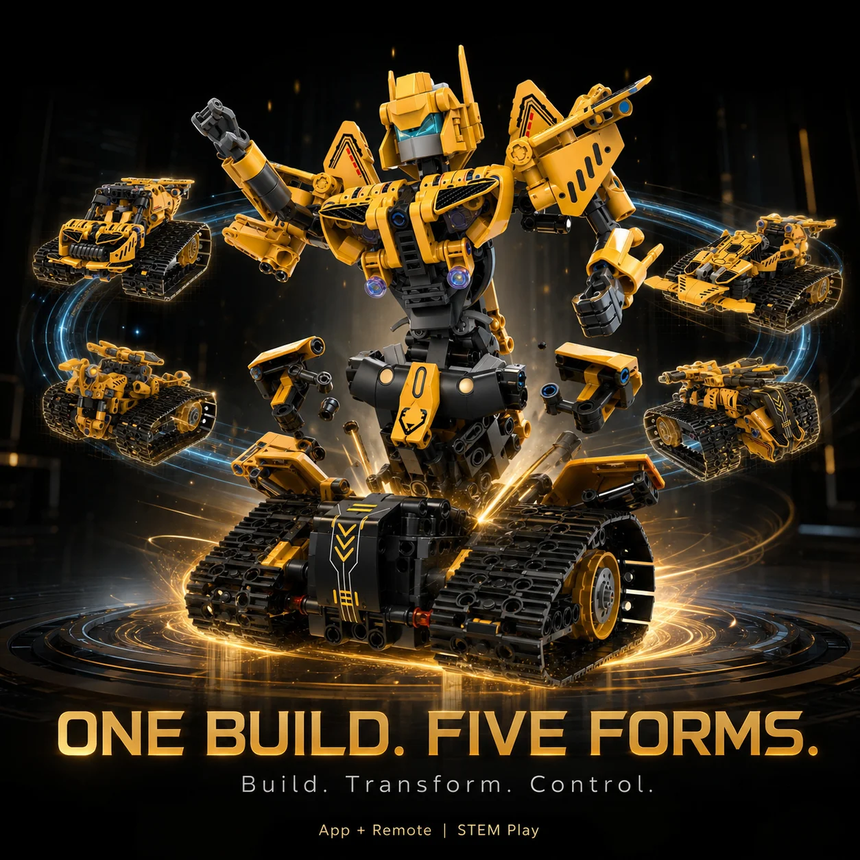 Programmable Transformable Robot Building Blocks, 5 Forms STEM Educational Toy, Holiday Present for Kids Age 6-14