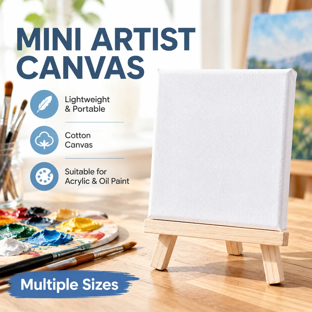 1/10Pc Small Art Board Mini Stretched Artists Canvas, Mini Blank Canvas Acrylic/Oil Paint, Artist Canvas Painting Board