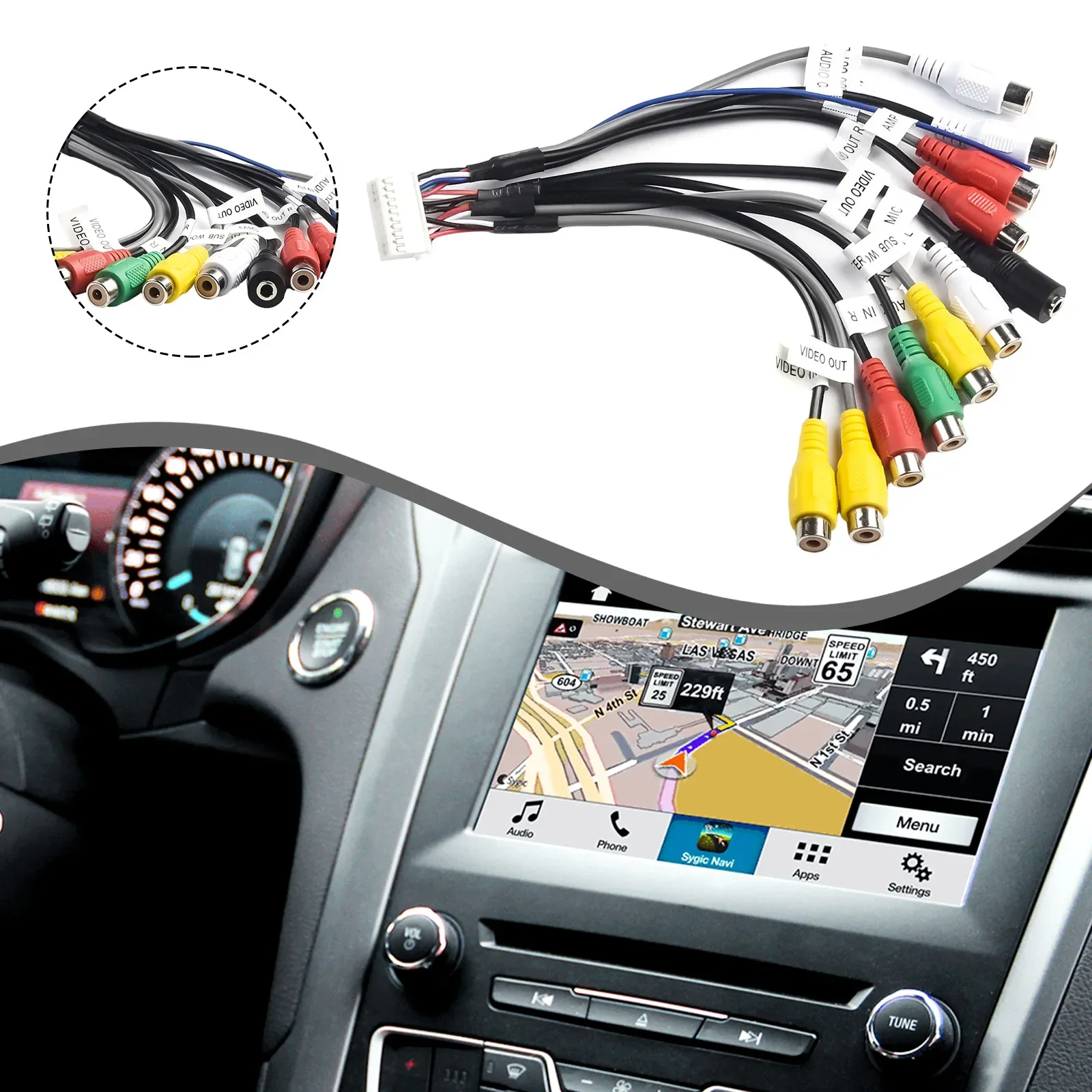 راديو راديو كابل خط اتصال AUX كابل الراديو خط اتصال AUX لمعظم السيارات سهلة الاستخدام التثبيت السريع 12 فولت 20 دبابيس #6