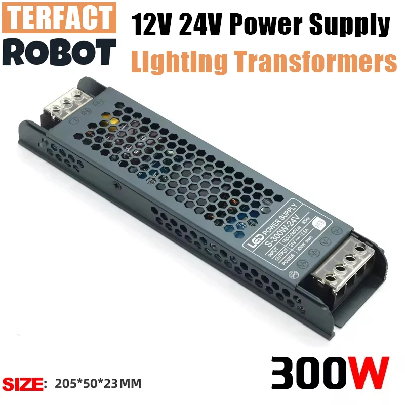 

Lighting Transformers 12V 24V 25A 300W DC Power Supply LED Driver AC 190V-220V to 12 24 Volt 25A 12.5A 300W Switch Power Supply