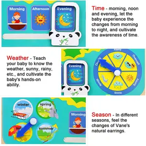 Montessori Sapo Wooden Watch for Children, Learning Calendar, Climate, Station, Week, Early Educational Toy for Boys and Girls 12 Main Sales Wood Calendar - №8