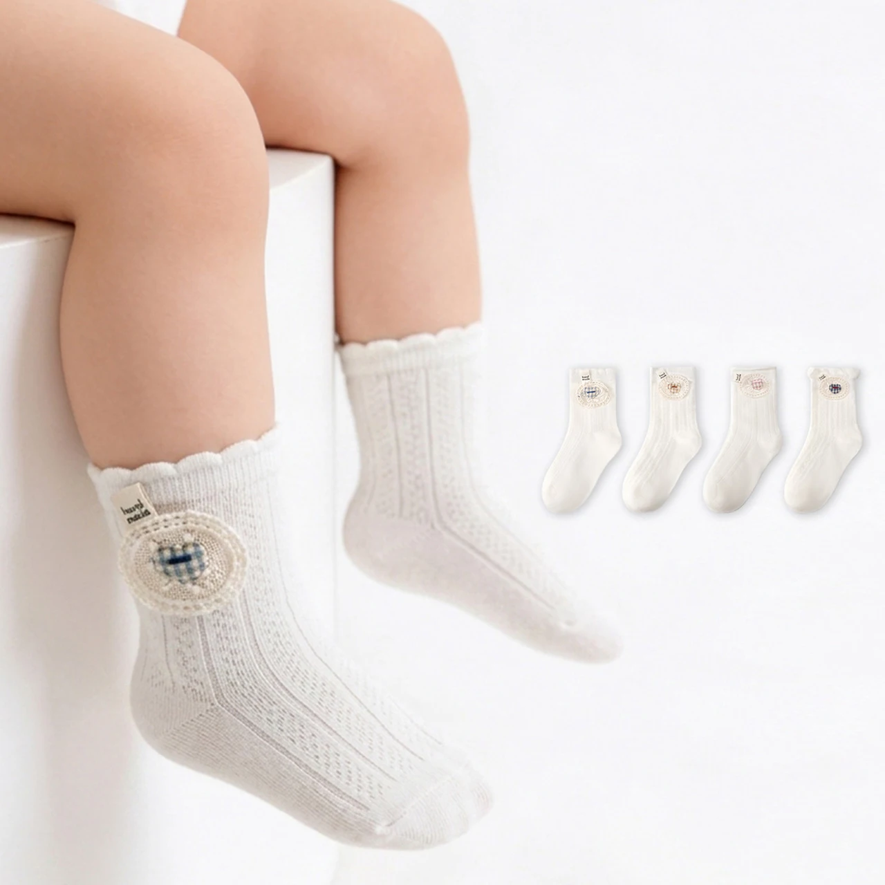 Baby White Cotton Sock Cute Cartoon Toddler Mid Tube Socks Loose Mouth Kids Calf Sock Thin Breathable Summer Footwear 0-3Year