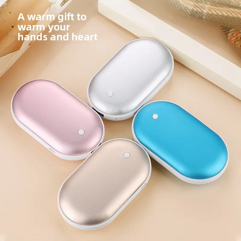 Mini scaldamani con ricarica USB, scaldamani riscaldante bifacciale portatile con ciottoli e Power Bank 3000mAh