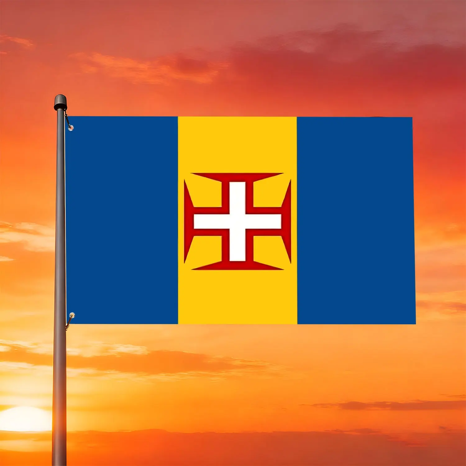 1pc Madeira Flag Is Made of 100% Polyester Fiber, with 2 Grommets, Suitable for Home/Garden/Outdoor/Indoor/Use, 4 Sizes Are Avai