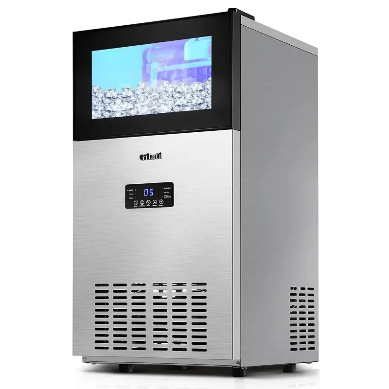 Upgraded Commercial Ice Maker Machine 160LBS/24H with 35LBS Storage Bin, 15Inch Wide Ready 11-20 Mins Under Counter