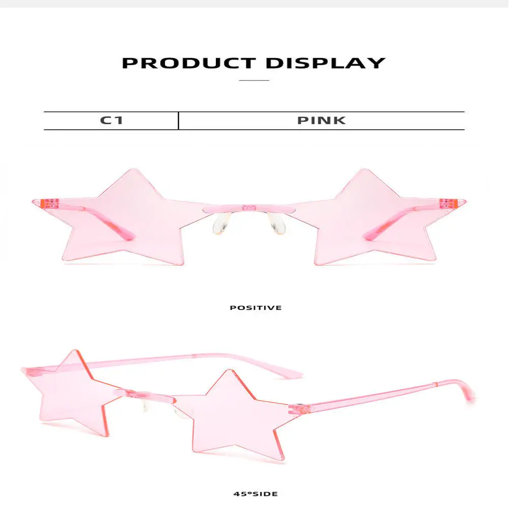 1Pc Thin Slice Star Sunglasses Candy Color Frameless Personality Dazzle Ball Sunglasses Candy Color Cosplay Pentagram Sunglasses