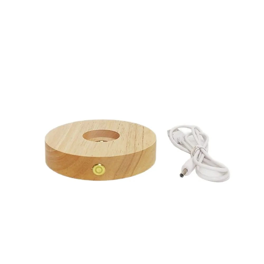 Lampu Malam Nirkabel dengan Sakelar Sentuh Bulat dan Basis Pengisian Daya Terbuat dari Kayu Solid untuk Dekorasi Kamar Tidur Bertema Planet Air