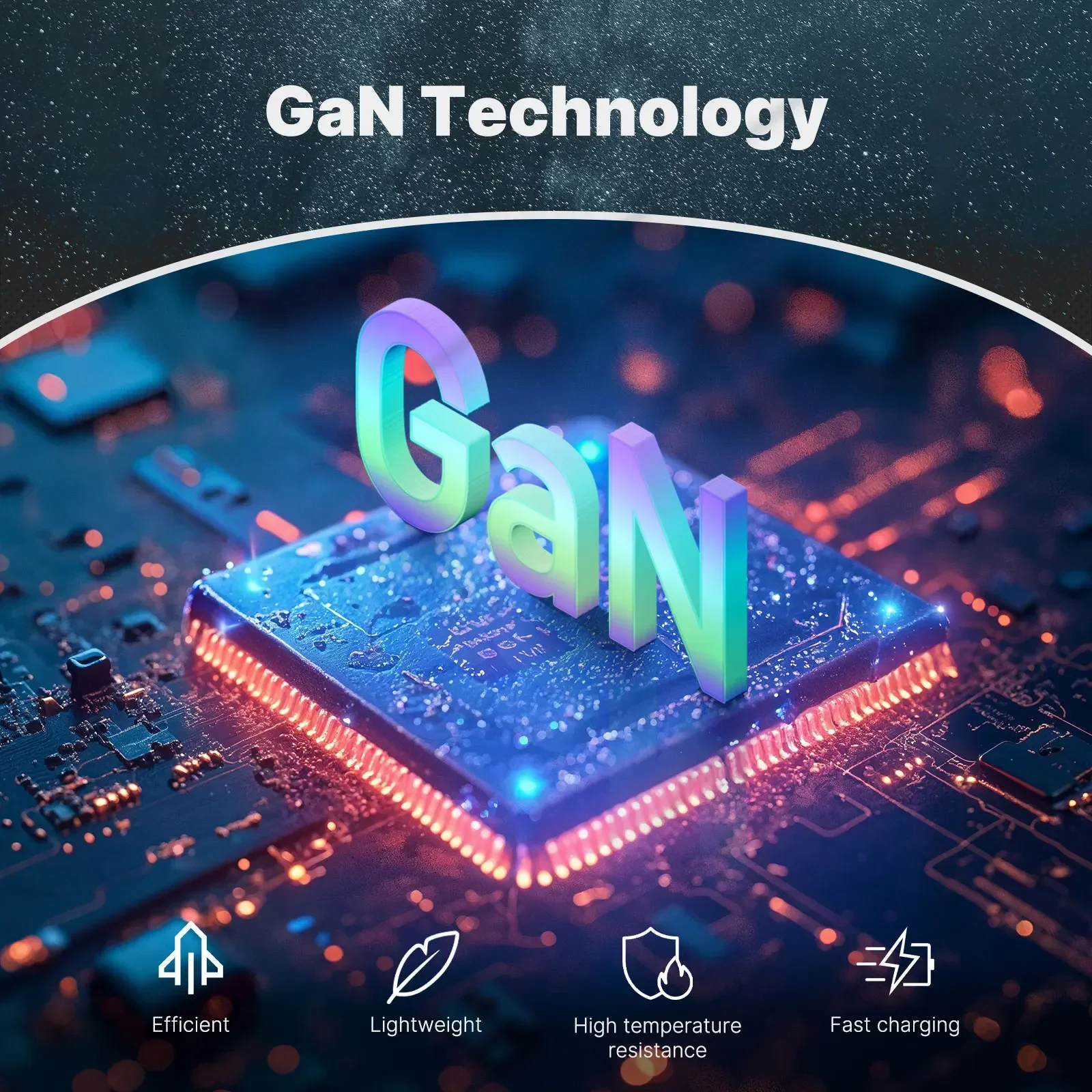 เครื่องชาร์จเร็วสตาร์ริง 65W GaN PD3.0 พร้อมพอร์ต USB-C และ USB-A คู่ การป้องกันอุณหภูมิเกิน ดีไซน์กะทัดรัดสำหรับแล็ปท็อป แท็บเล็ต