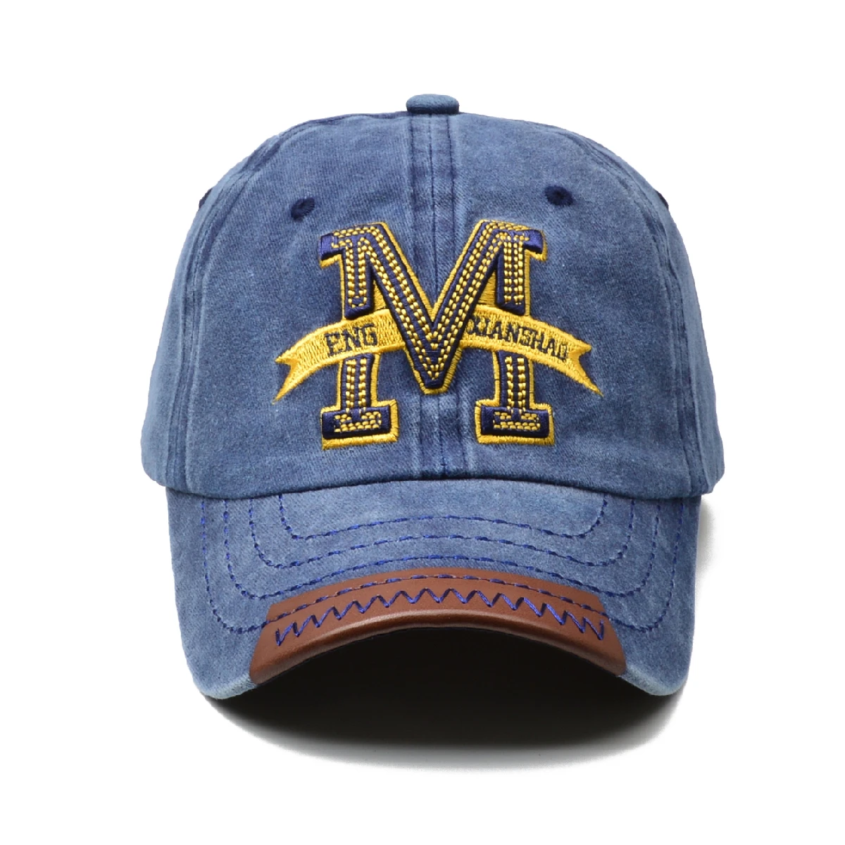 Letter M Embroidered Baseball Caps for Men Women Duck Tongue Hat Outdoor Sunshade Hat Washed Old Baseball Hat