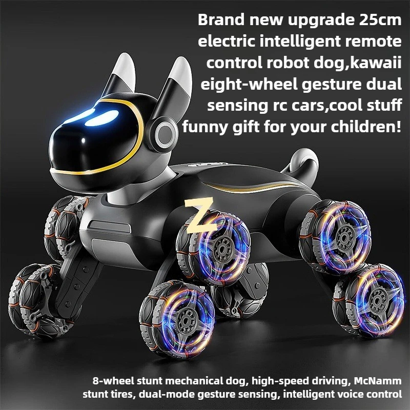 

Cool Stuff Funny Gift-Intelligent Rc Robot Dog,Remote Control Car Toy,Kawaii 8-wheel Gesture Dual-sensing Rc Cars,Toys for Kids
