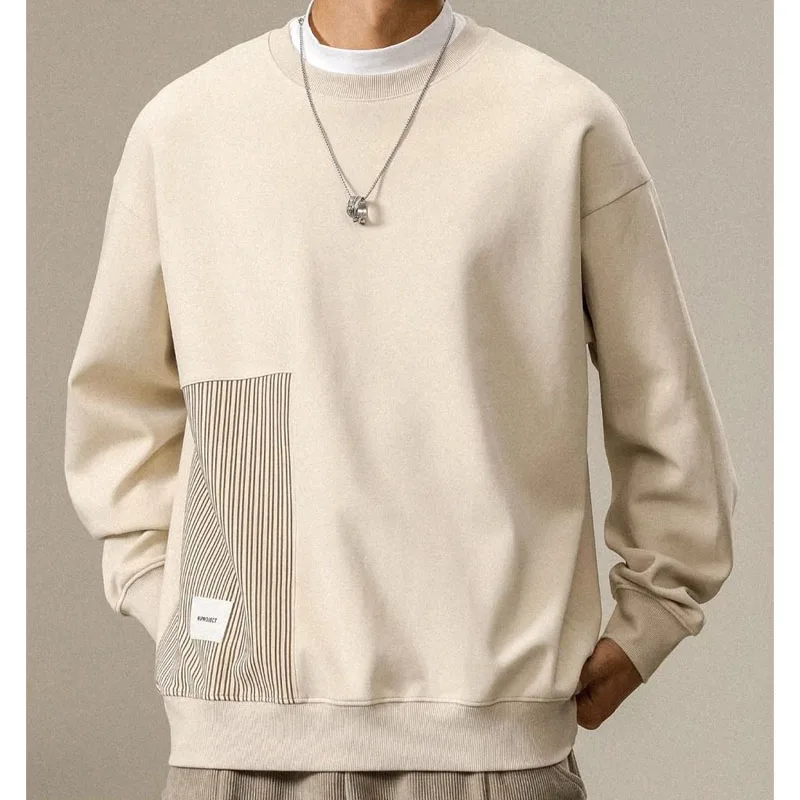 New Spring and Autumn Fashion Trend Japanese Cotton Round Neck Loose Versatile Casual Men\'s and Women\'s Long Sleeve Sweater