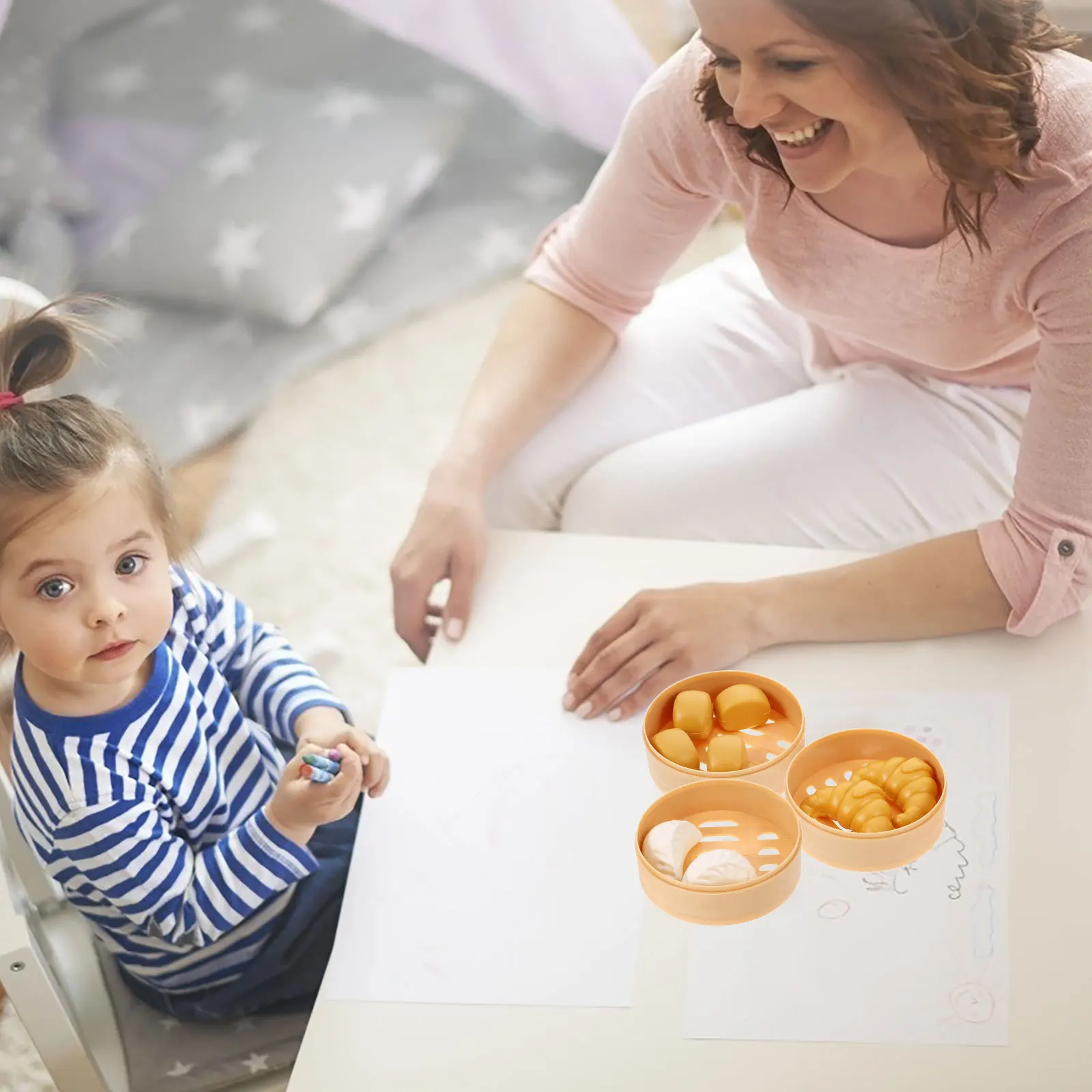 1 Juego de cocina, comida china, juego de cocina de imitación, bollo al vapor, juego interactivo de desayuno para niños