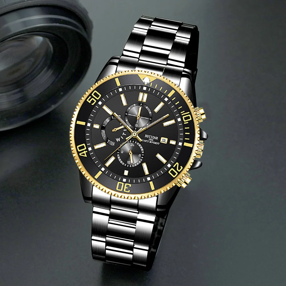 

Модные мужские спортивные часы, мужские роскошные светящиеся часы, мужские деловые водонепроницаемые кварцевые наручные часы с календарем и датой из нержавеющей стали