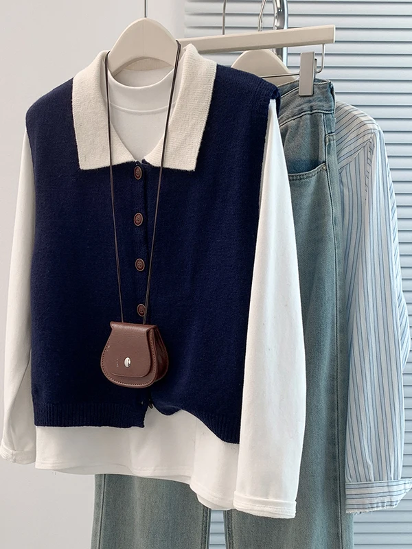 Gilet en laine tricoté pour femmes, col irt, Base Svel, vêtements intérieurs, couche d'outils, haut à col, printemps-automne