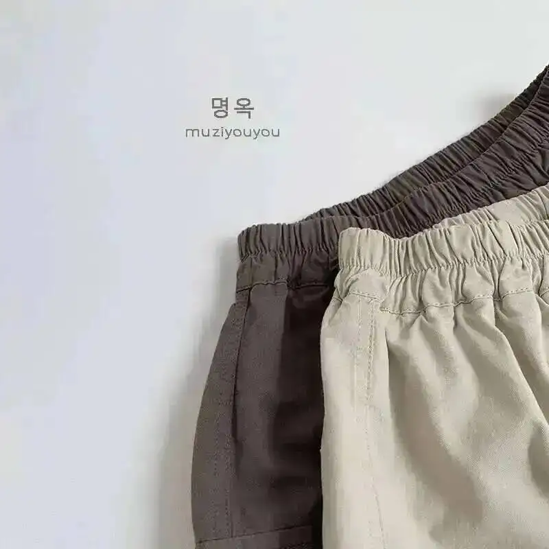 Frühling Sommer Kinder Shorts 1-8Y Jungen Baumwolle Taschen Feste Kurze Hosen Hosen Koreanische Kleinkind Tragen Für Kinder Klei – Detail 7