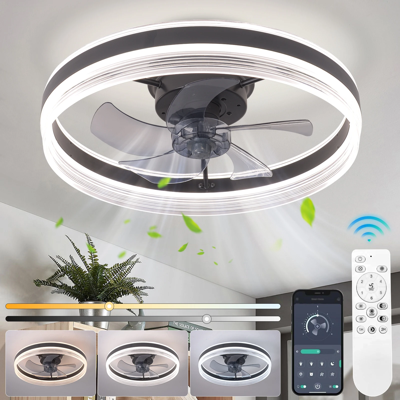 

Modern Acrylic Stripe Matte Ceiling Fan Light with Remote Control: Timer Function,Dimmable LED,Perfect for Bedroom, Living Room，
