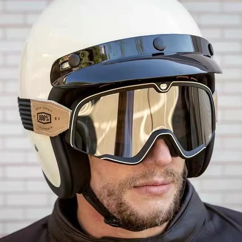 

Retro Style Helmet Goggles Protective Glasses Half Full Helmet Universal Motorcycle Windproof Sandproof Dustproof Riding