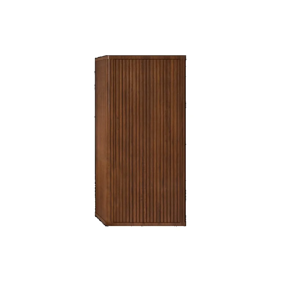 

CC0414S305 Striped Walnut Bathroom Floating Side Cabinet Wallmounted Storage Cabinet for Small Spaces Preassembled