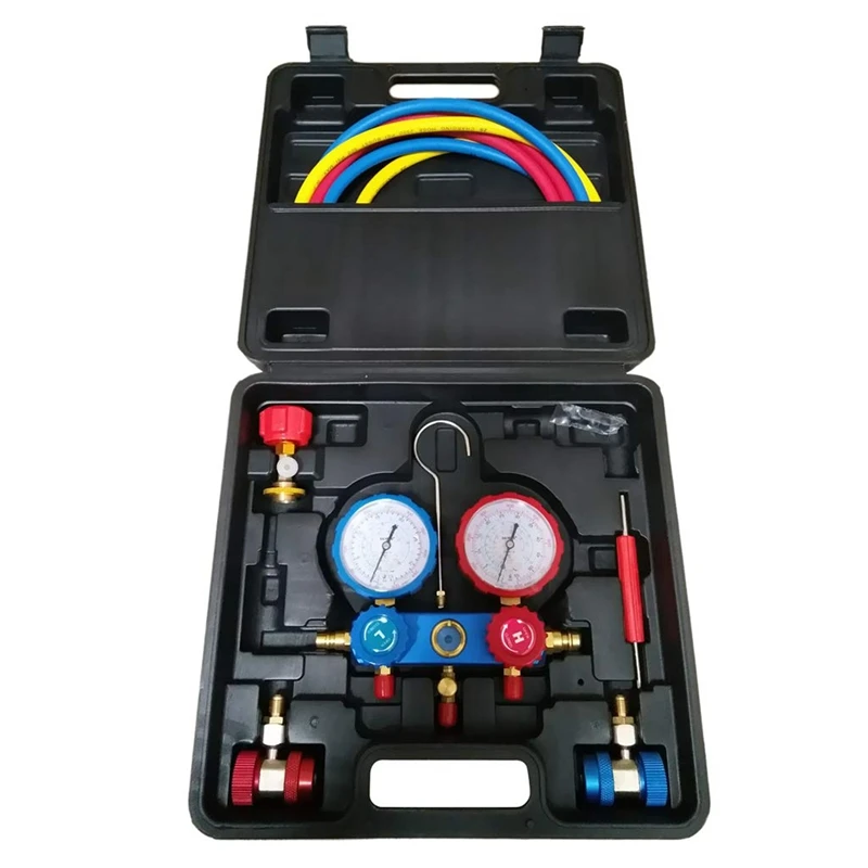 Auto Manifold Gauge Set A/C Refrigeration Kit With 2 Quick Coupler AC Manifold Gauge Set For R134A Air-Conditioning Refrigeratio