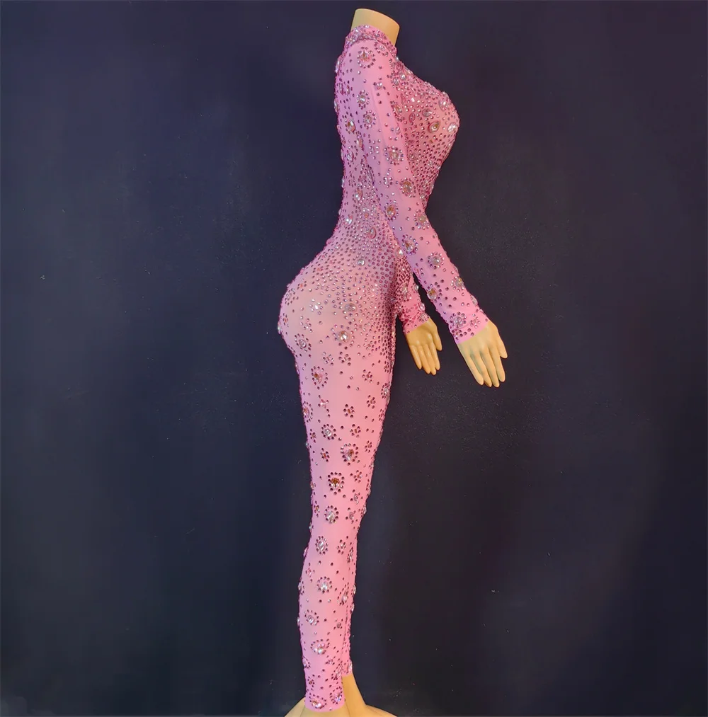 الجوف خارج القطب ملابس رقص الإناث مثير طويلة الأكمام ارتداءها Gogo ملهى ليلي عرض الحفلات ارتداء بريق حجر الراين بذلة yj059 #6