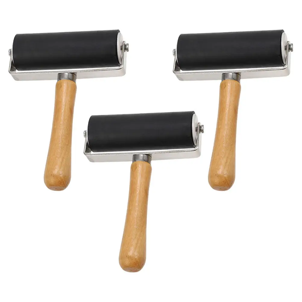 

Набор из 3-х роликов для трафаретной печати: для творчества, штамповки, рисования, нанесения клея, плоский цилиндрический ролик