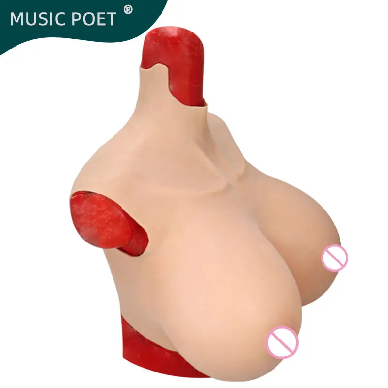 MUSIC POET Large Silicone Breast Forms I K Z Cup For Crossdresser Drag Queen Realistic Fake Boobs Breastplat Transgender Shemale