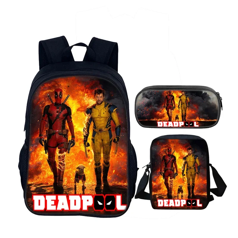 مجموعة مكونة من 4 قطع من حقيبة ظهر مدرسية للأطفال من D-Deadpools مع حقائب غداء وأكياس أقلام رصاص وحقائب مدرسية للأولاد والبنات أفضل هدية