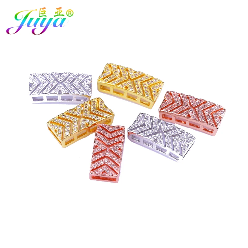 Juya 18K Gold Plated Copper Beadwork Jewelry Spacer Bars Accessories For DIY Natural Stone Pearl Bracelet Necklace Making