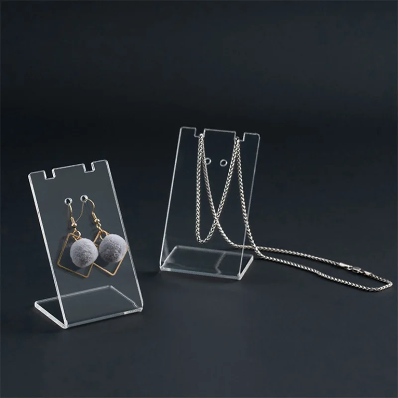 Earrings Shelf Display Stand Holder L Shape Rectangle Acrylic Professional Ear Stud Jewelry Show Bracket Rack Showcase