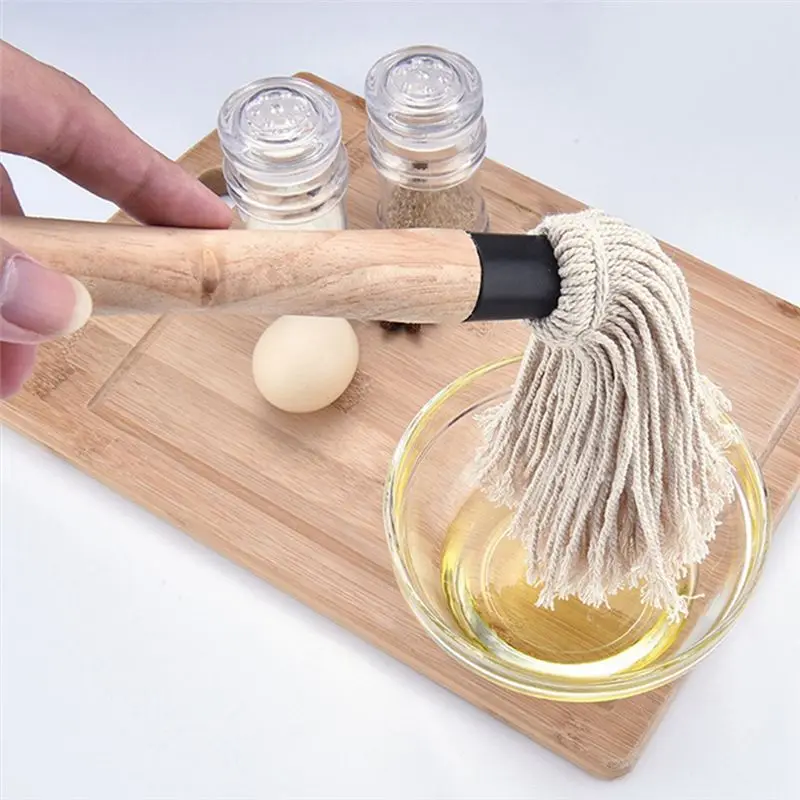 A56K 18Inch Basting Brush BBQ Mop BBQ Brushes for Sauce Natural Hardwood Handle BBQ Grill Brush and Sauce Brush