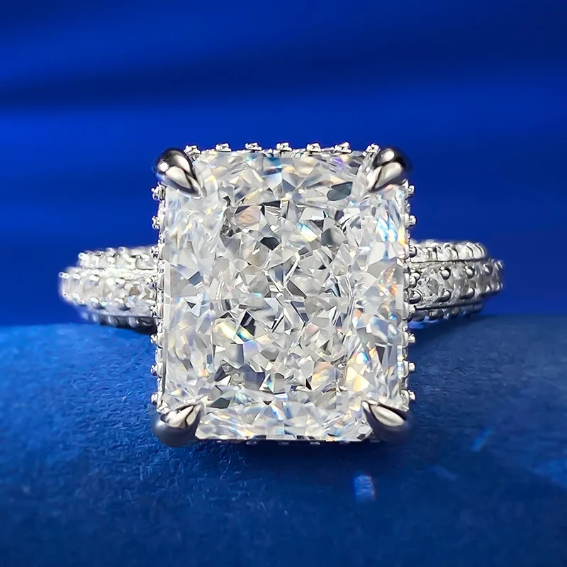 

S925 Silver Ring 10 * 12mm Large Zircon Inlaid Luxury Women's Jewelry Wedding Gift