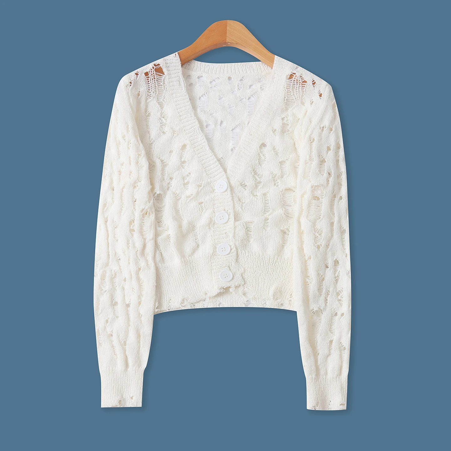 

Faionable ort Svel V-Ne Open Cardigan Women's Slim Fit Long Sve White Knitwear Autumn New Sle 9079