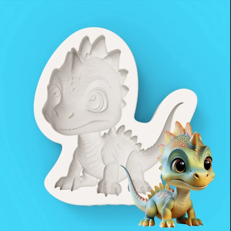 【Cute Little Dinosaur Silicone Baking Mold】Q-Version Spiky Dinosaur Shape Chocolate Candy Fondant Decoration Mold