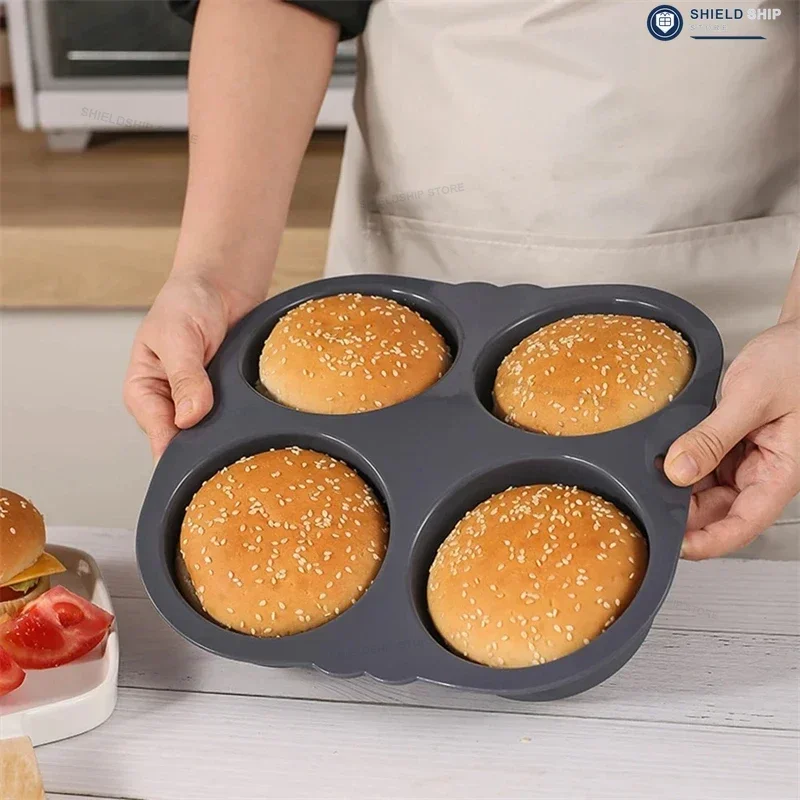 Stampo in silicone per hamburger, stampo per alimenti, piatto per pane e panini da forno, teglia antiaderente per torte, utensili da cucina per la preparazione di dolci, senza BPA.