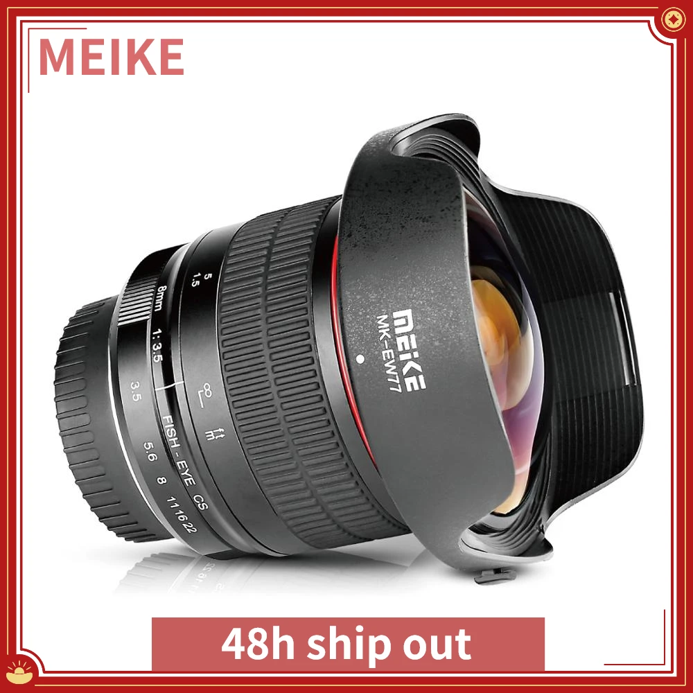 Meike 8mm f3.5 Ultra Wide Fisheye Lens for All Canon EOS EF Mount DSLR Cameras with APS-C/Full Frame+Free Gift