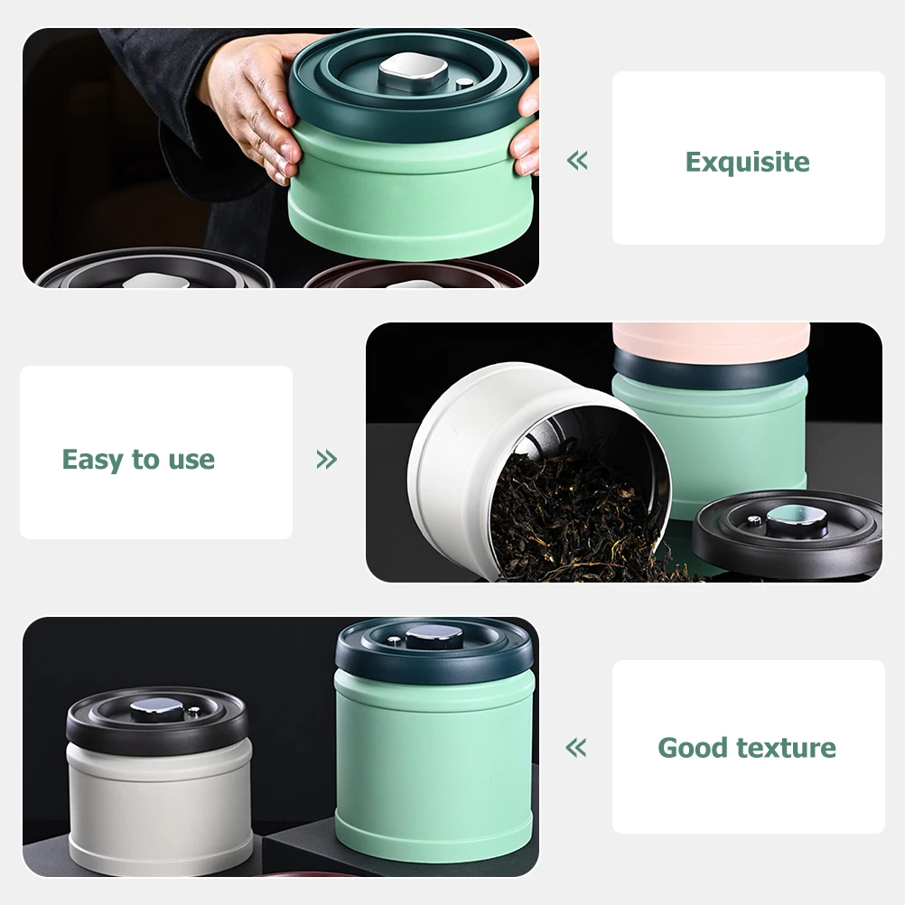 

1PC Snack Spice Canister Vacuum Coffee Beans Jar Airtight Food Storage Container Silicone PP Stainless Steel Tea for Herbs