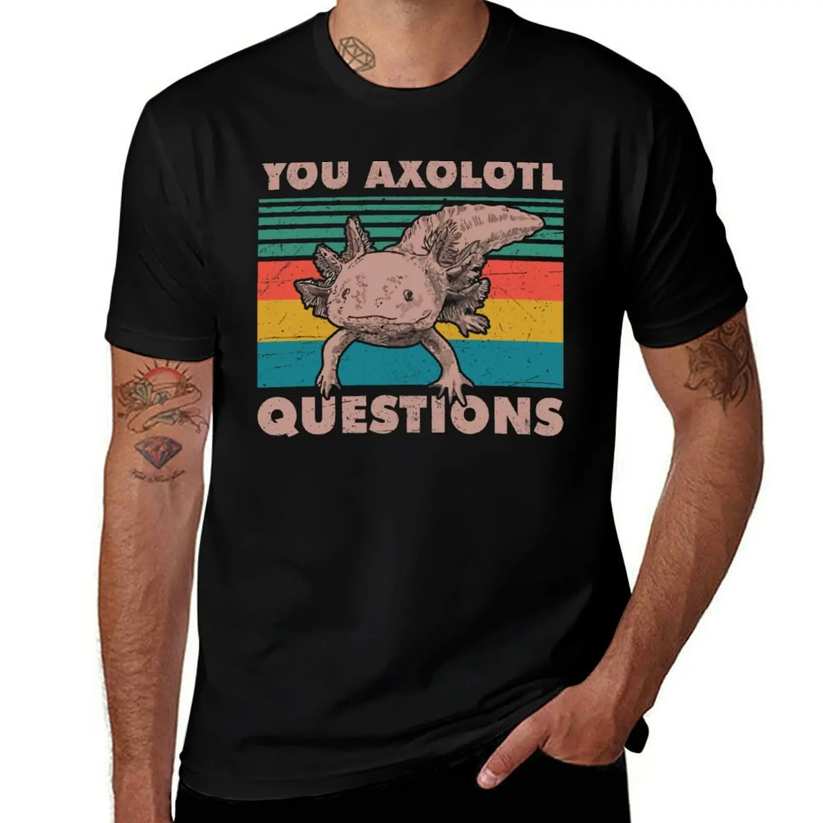 graphic walking fish you Axolotl Questions T-Shirt t shirts for man cotton soft T-Shirt