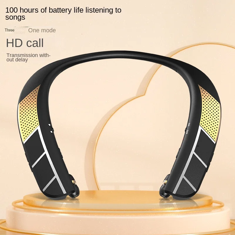 Headset Bluetooth LZ-5, Headset nirkabel dudukan leher Stereo ringan dengan speaker untuk permainan latihan
